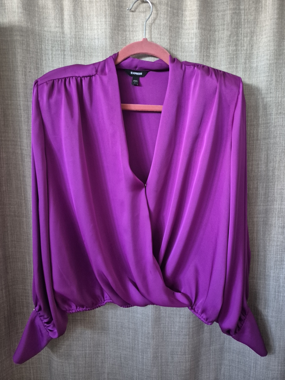 Express Women's Magenta Wrap Blouse - L
